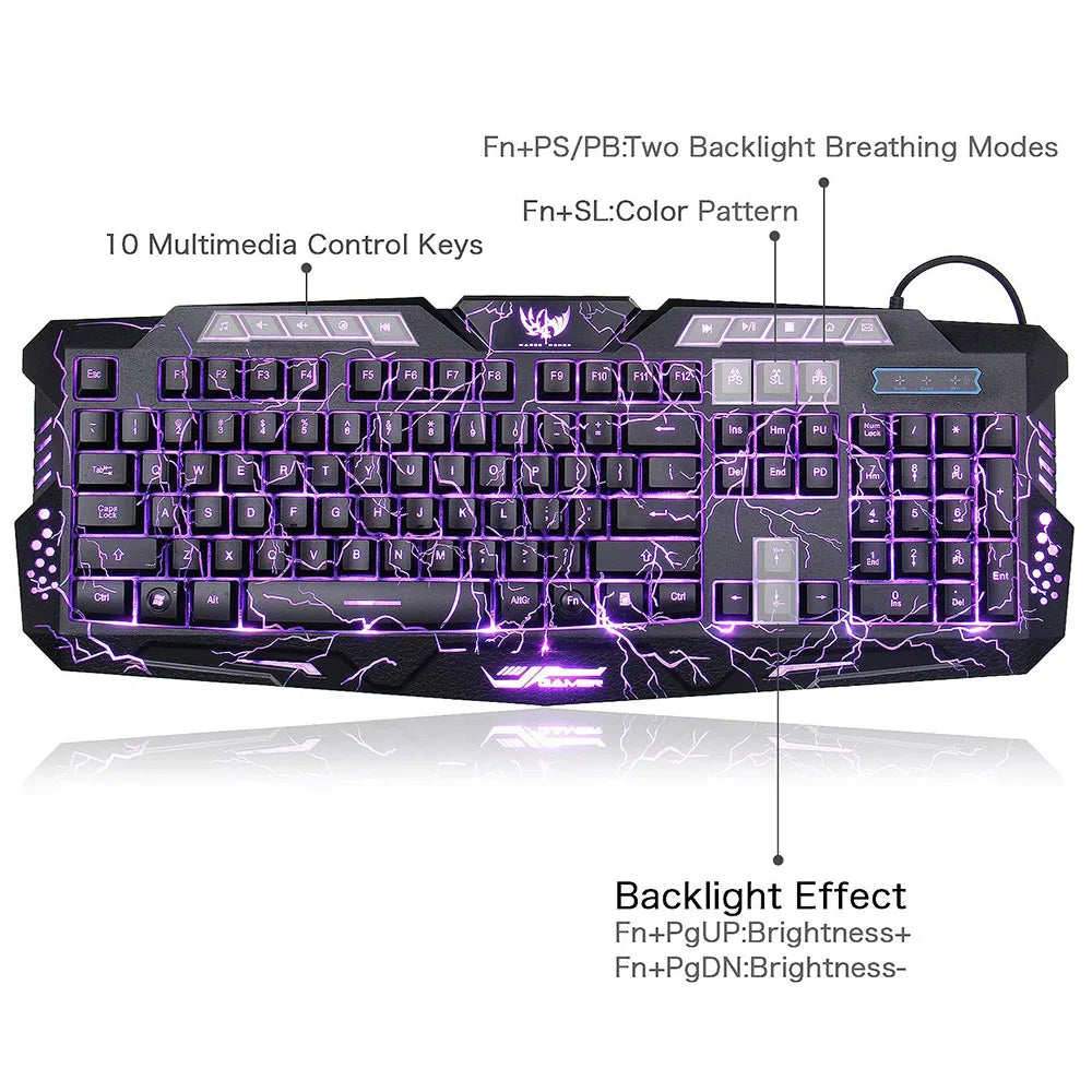 High Performance Backlit Gamer Lighted Keyboard With MousePad