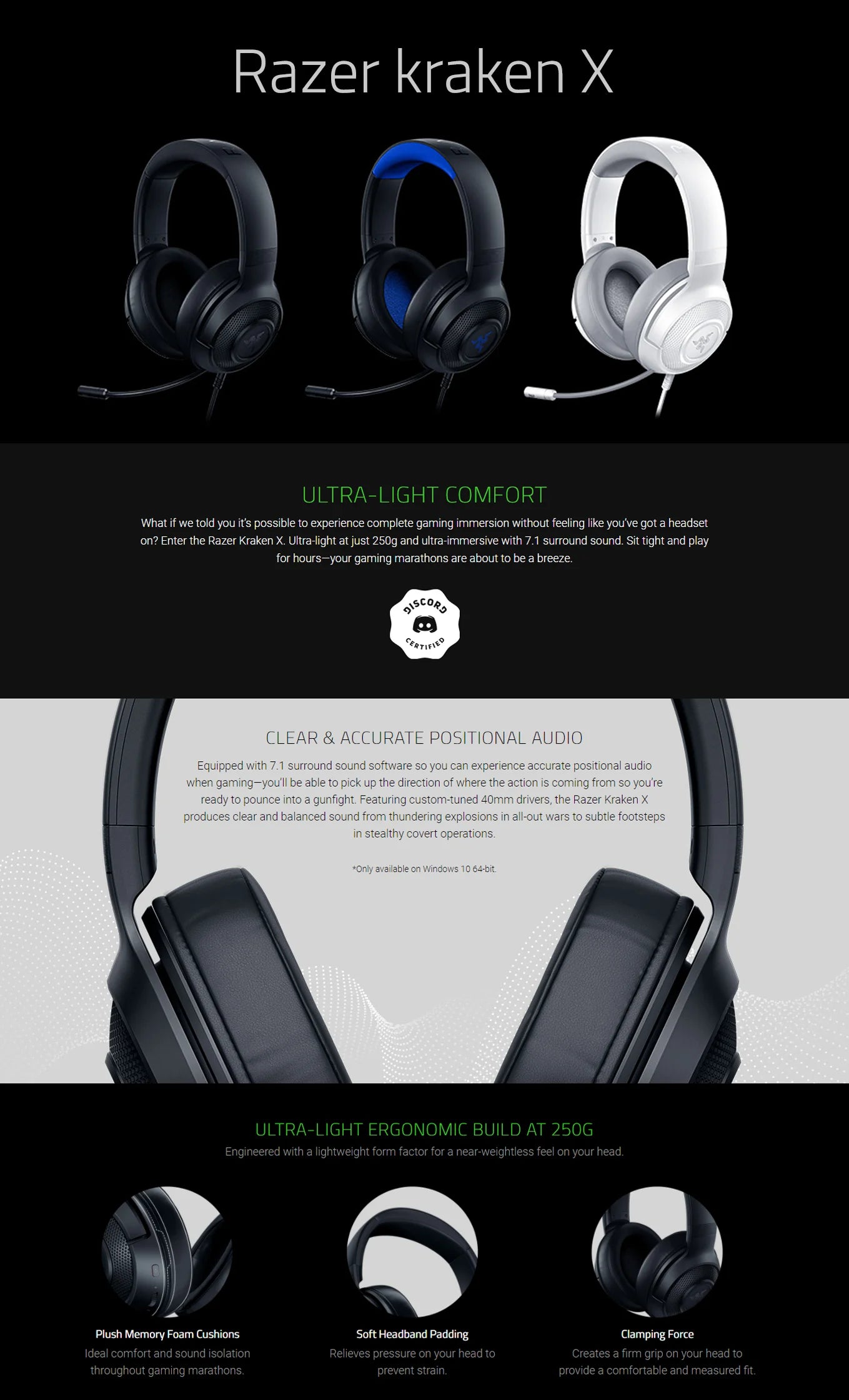 Razer Kraken X Essential Wired Gaming Headset