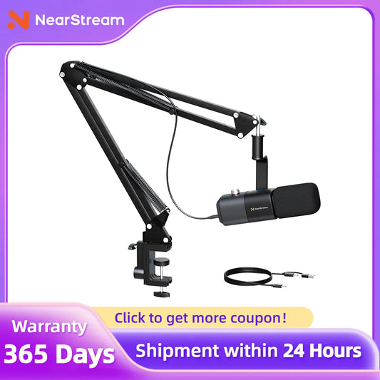 NearStream AM10X Dynamic Microphone and Boom Arm