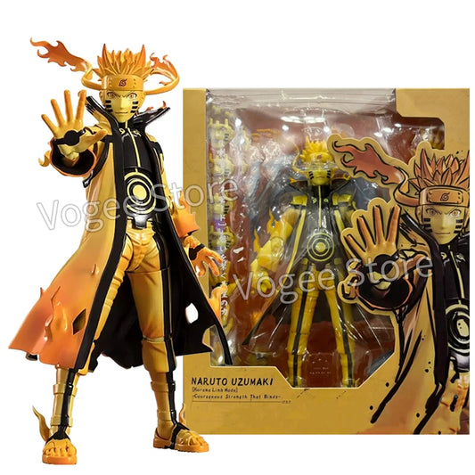 SHF Uzumaki Naruto Action Figure Rikudo Sennin Naruto Kurama Link Mode Figurine Movable Model Collection Anime Toy