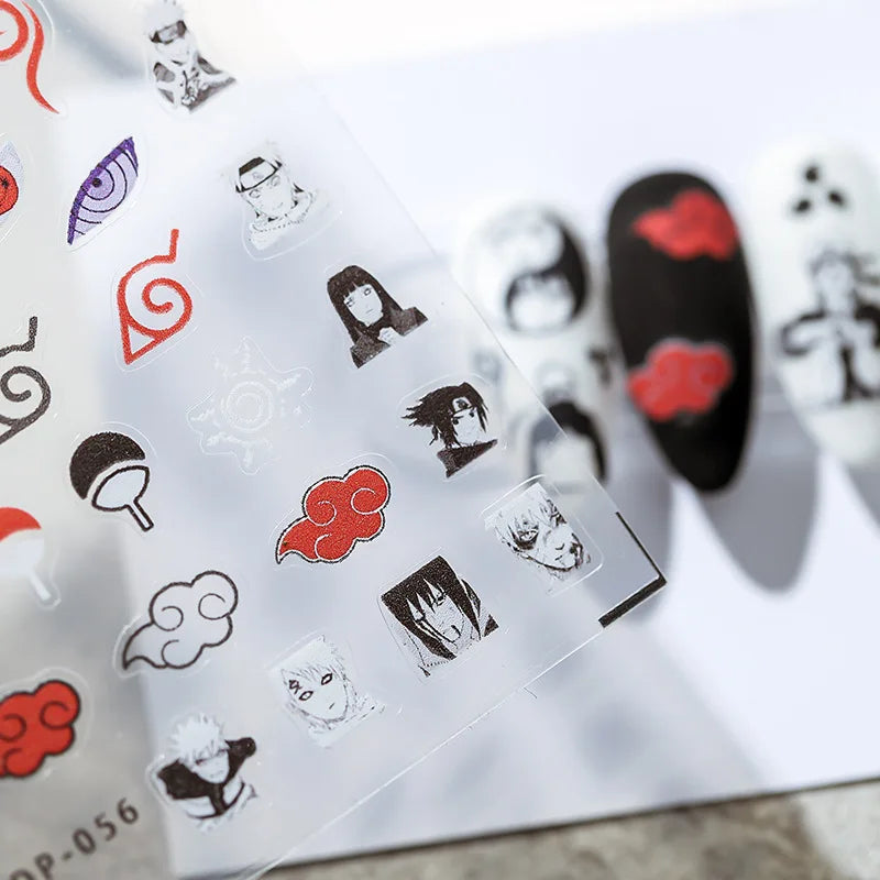 NEW Naruto Anime Peripheral 5D Nail Art Sticker Cartoon Uchiha Sasuke Uzumaki Naruto Waterproof Easy Sticker Gift Wholesale