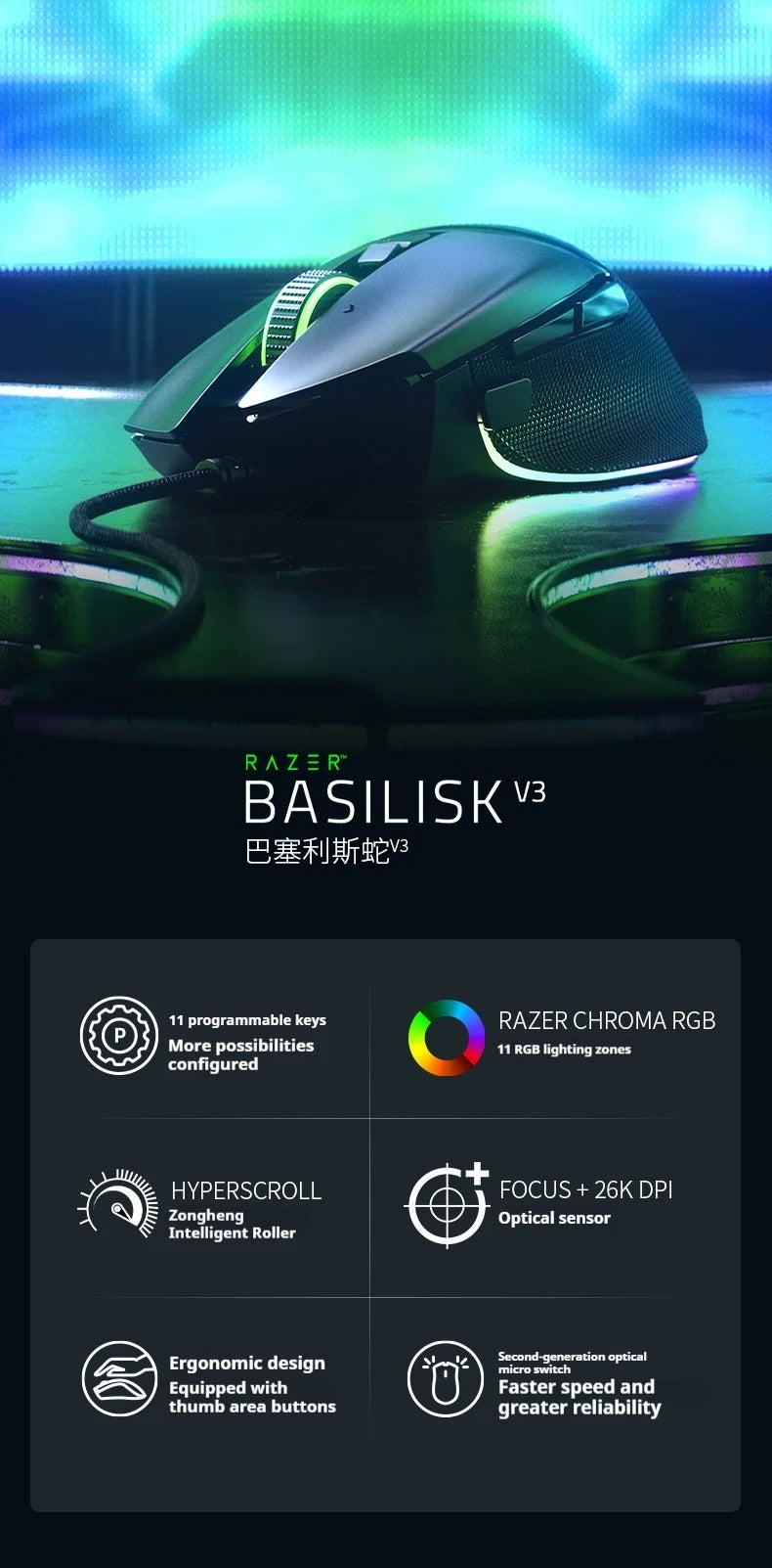 Razer Basilisk V3 Gaming Wired Mouse