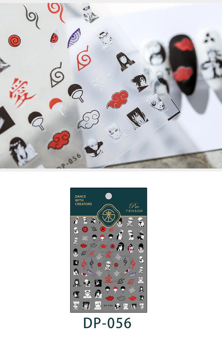 NEW Naruto Anime Peripheral 5D Nail Art Sticker Cartoon Uchiha Sasuke Uzumaki Naruto Waterproof Easy Sticker Gift Wholesale