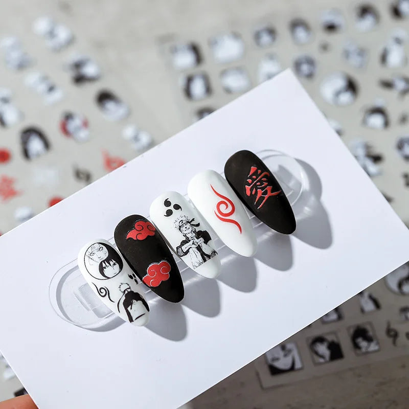 NEW Naruto Anime Peripheral 5D Nail Art Sticker Cartoon Uchiha Sasuke Uzumaki Naruto Waterproof Easy Sticker Gift Wholesale