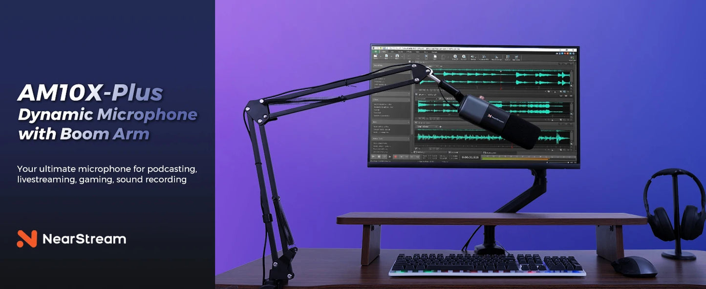 NearStream AM10X Dynamic Microphone and Boom Arm