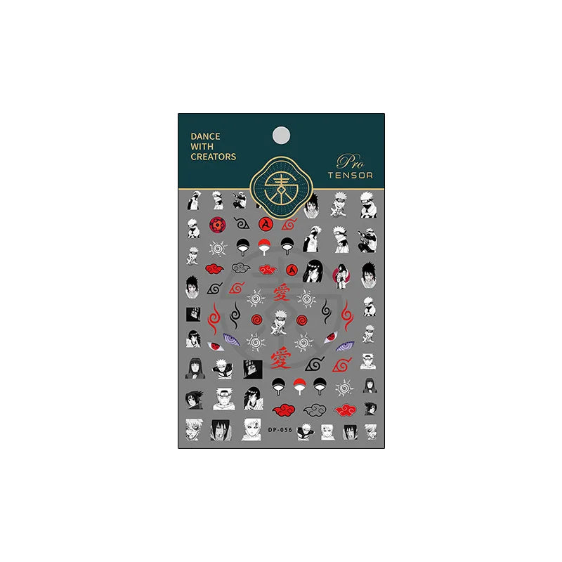 NEW Naruto Anime Peripheral 5D Nail Art Sticker Cartoon Uchiha Sasuke Uzumaki Naruto Waterproof Easy Sticker Gift Wholesale