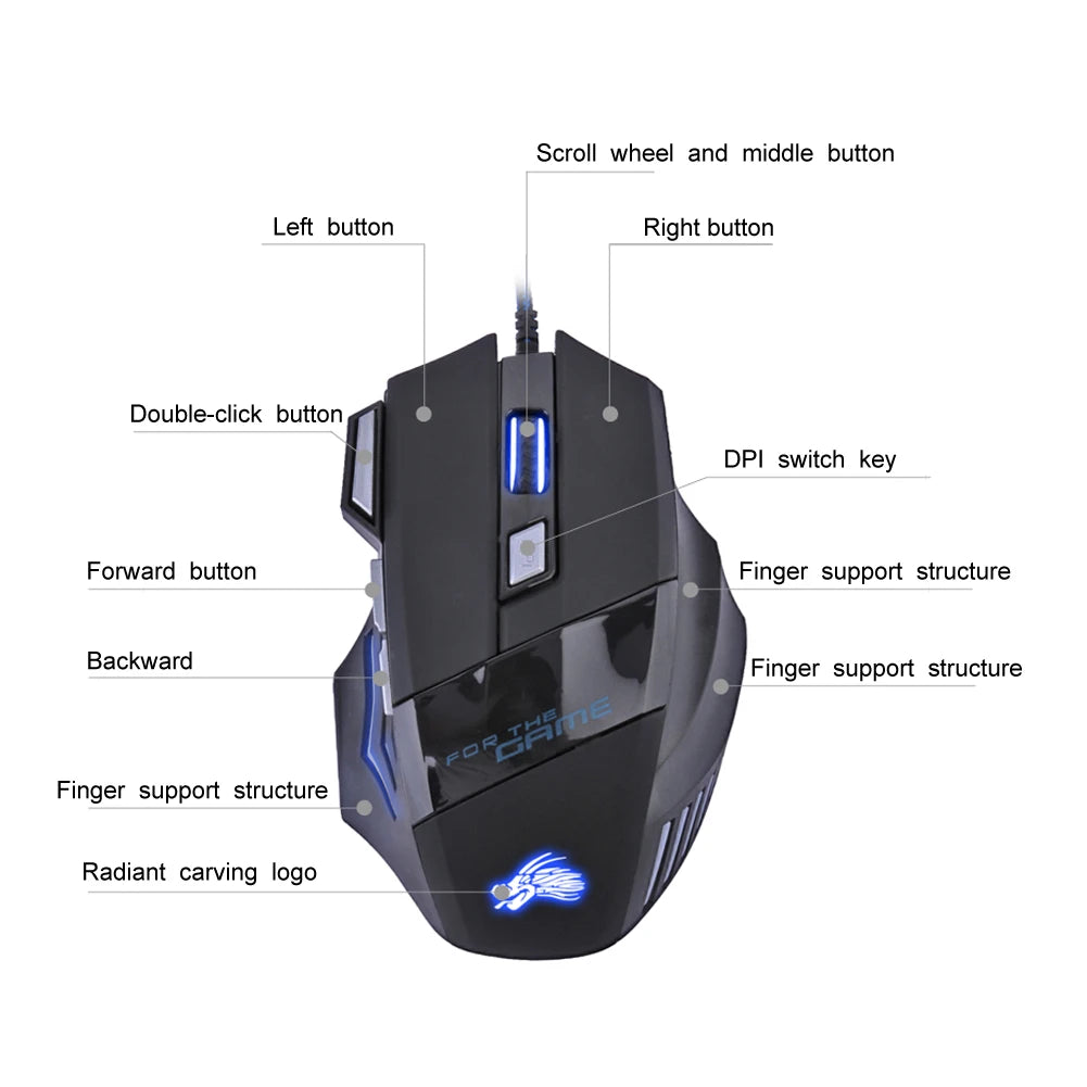 AlloySeed Wired Gaming Mouse 7-Color RGB