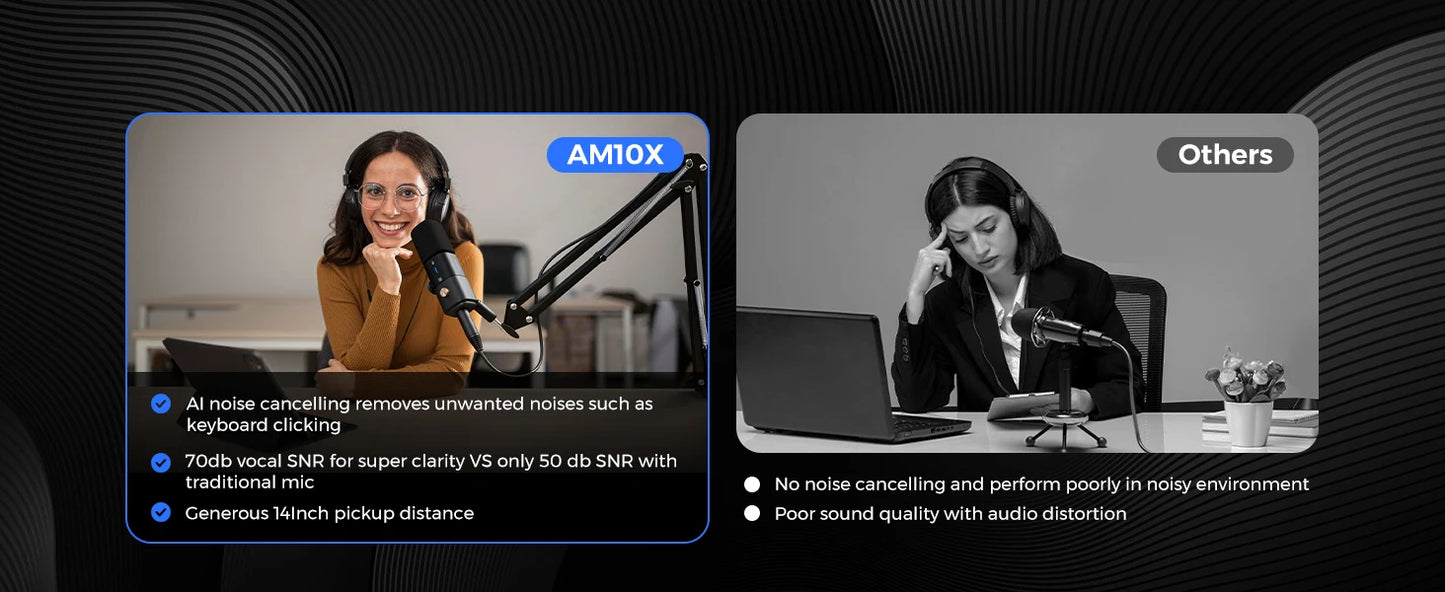 NearStream AM10X Dynamic Microphone and Boom Arm