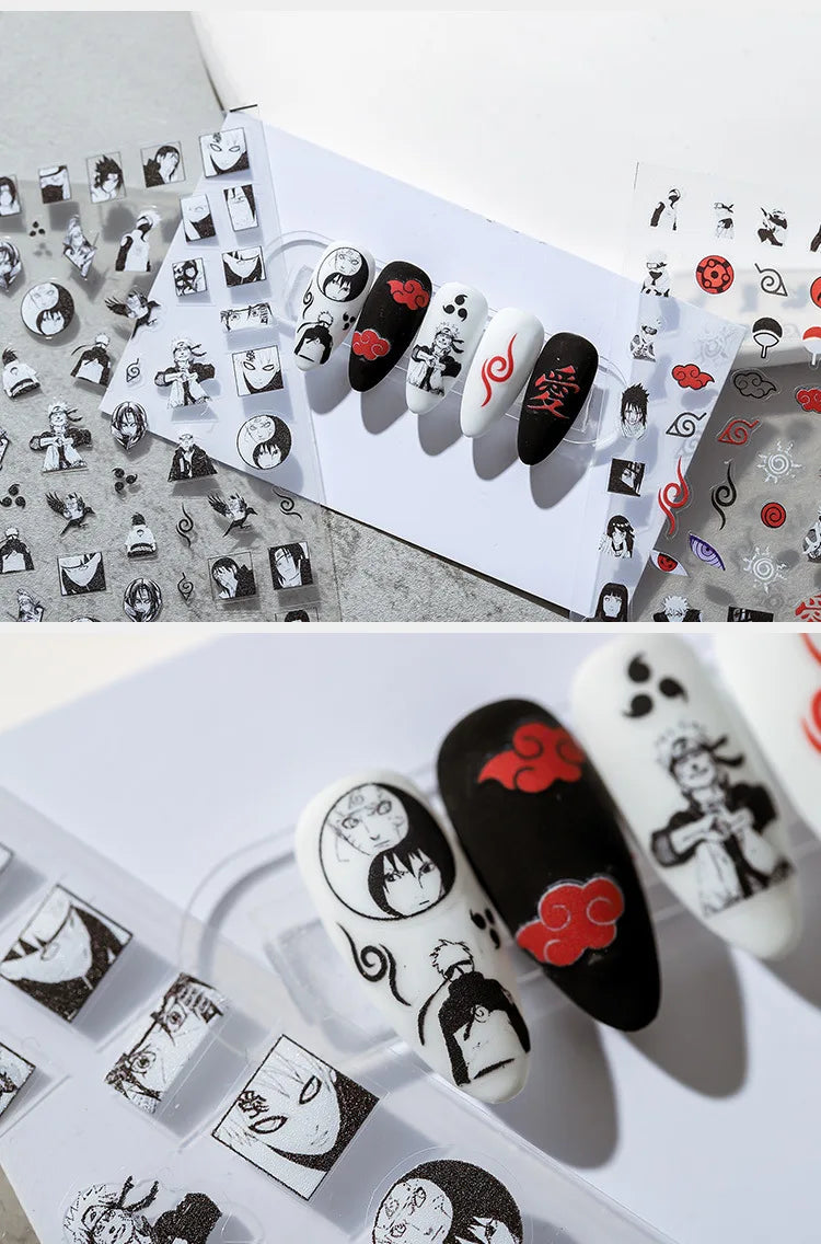 NEW Naruto Anime Peripheral 5D Nail Art Sticker Cartoon Uchiha Sasuke Uzumaki Naruto Waterproof Easy Sticker Gift Wholesale