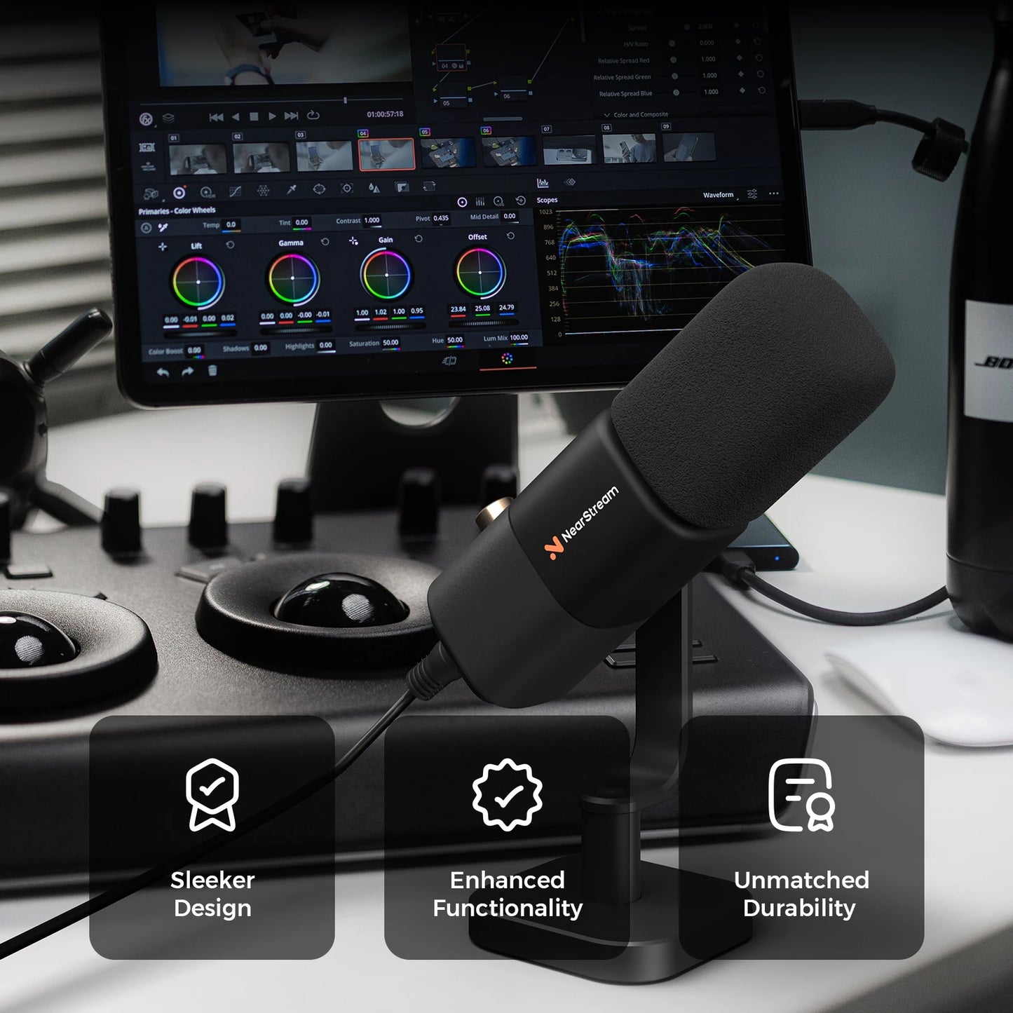 NearStream AM10X Dynamic Microphone and Boom Arm
