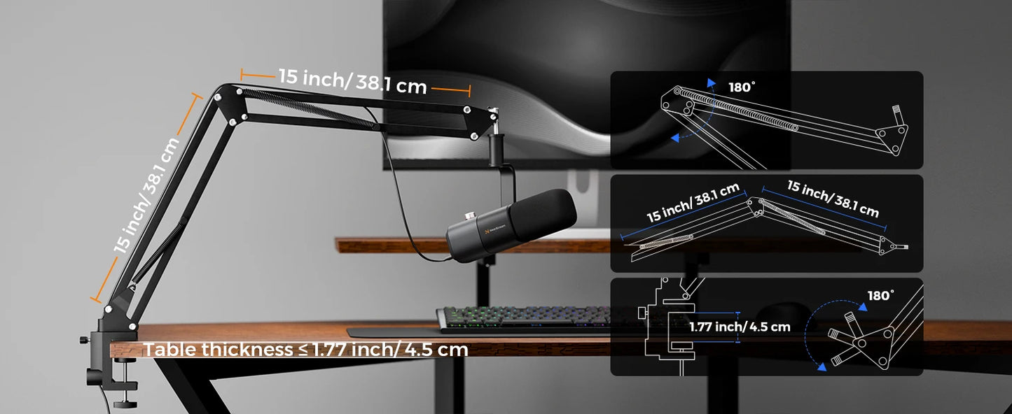 NearStream AM10X Dynamic Microphone and Boom Arm