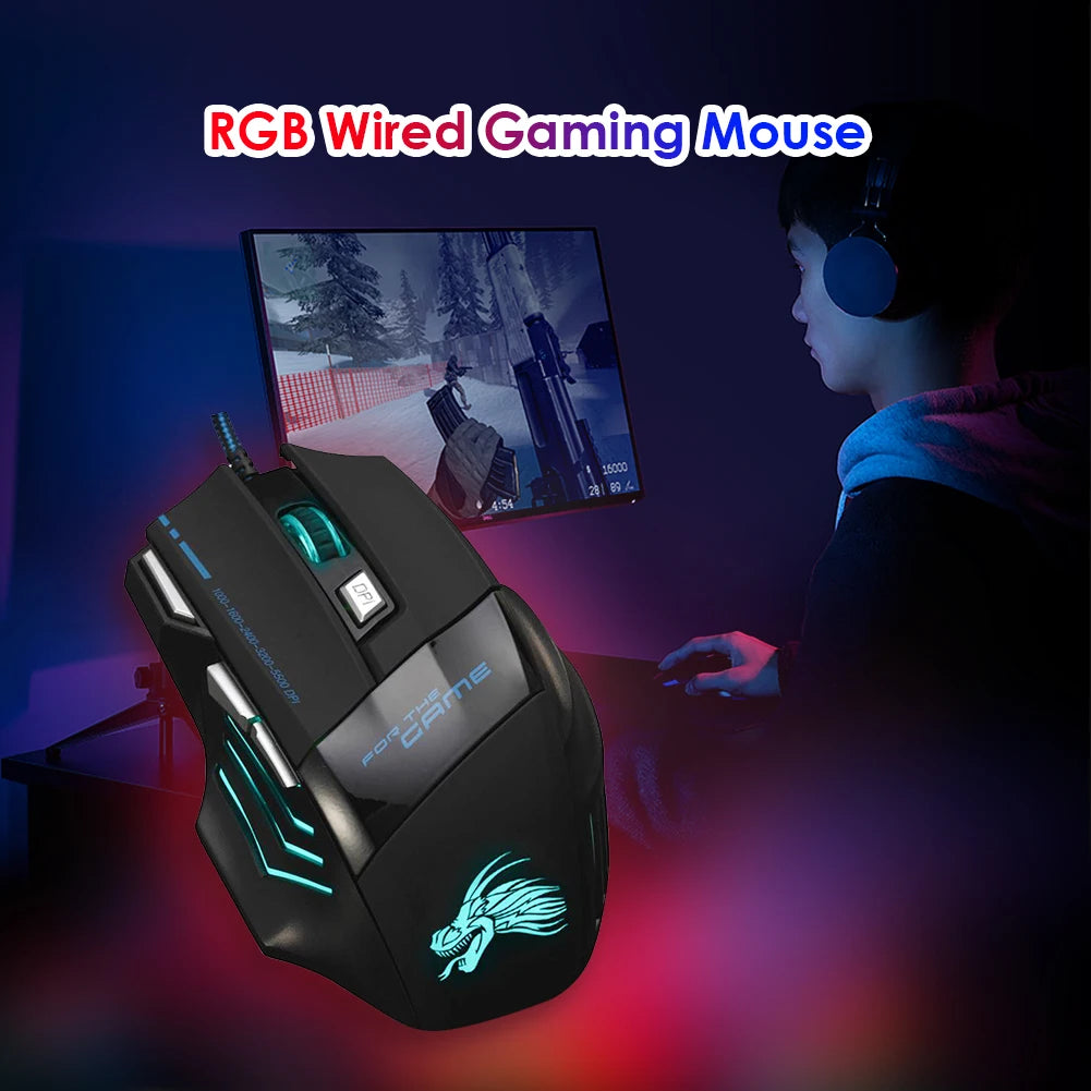 AlloySeed Wired Gaming Mouse 7-Color RGB